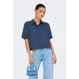 Jdy Kadın Jdypower Çizgili Kısa Kollu Gömlek 15347235 Lacivert - XL