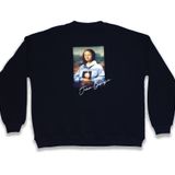 JEAN GEORGIA - Unisex Mona Lisa Tasarım Arka Saten Üzerine Dijital Baskılı Oversize Siyah Sweatshirt SWT002 (Minor)