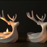 Jeane Home Decor 2 Adet Beyaz Renk Dekoratif Yılbaşı Tealight Geyik Hediyelik Ev Dekorasyonu