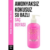 Jeans Color Amonyaksız Altın Gül Renkli Saç Boyası 250 Ml Kokusuz Su Bazlı Rose Gold Hair Dye