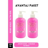 Jeans Color Amonyaksız Altın Gül Renkli Saç Boyası 250 Ml X2 Adet Kokusuz Su Bazlı Rose Gold Hair Dye