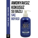 Jeans Color Amonyaksız Deli Mavisi Renkli Saç Boyası 250 Ml Kokusuz Su Bazlı Crazy Blue Hair Dye