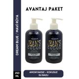JEAN'S COLOR Amonyaksız Mavi Rüya Renkli Saç Boyası 250 ml X2 Adet Kokusuz Su Bazlı Dream Blue Hair Dye