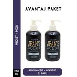 JEAN'S COLOR Amonyaksız Mor Renkli Saç Boyası 250 ml X2 Adet Kokusuz Su Bazlı Violet Hair Dye