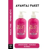 Jeans Color Amonyaksız Pembe Büyü Renkli Saç Boyası 250 Ml X2 Adet Kokusuz Su Bazlı Magic Pink Hair Dye