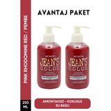 JEAN'S COLOR Amonyaksız Pembe Renkli Saç Boyası 250 ml X2 Adet Kokusuz Su Bazlı Pink Rhodomine Red Hair Dye