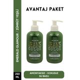 JEAN'S COLOR Amonyaksız Zümrüt Yeşili Renkli Saç Boyası 250 ml X2 Adet Kokusuz Su Bazlı Emerald Glamour Hair Dye
