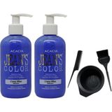 JEAN'S COLOR Saç Boyası Deli Mavi 250 ml 2AD ve Fluweel Boya Kabı Seti
