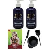 JEAN'S COLOR Saç Boyası Eflatun 250 ml 2AD, Saç Açıcı ve Fluweel Saç Boya Kabı Seti
