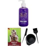 JEAN'S COLOR Saç Boyası Leylak 250 ml, Saç Açıcı ve Fluweel Saç Boya Kabı Seti