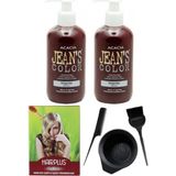JEAN'S COLOR Saç Boyası Magenta 250 ml 2AD, Saç Açıcı ve Fluweel Saç Boya Kabı Seti