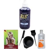 JEAN'S COLOR Saç Boyası Mavi 250 ml , Saç Açıcı, Boya Temizleyici ve Fluweel Boya Seti