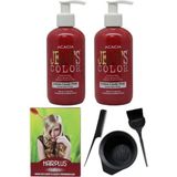 JEAN'S COLOR Saç Boyası Pamuk Şekeri Pembe 250 ml 2AD, Saç Açıcı ve Fluweel Saç Boya Kabı Seti