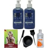 JEAN'S COLOR Saç Boyası Turkuaz 250 ml 2AD, Saç Açıcı, Boya Temizleyici ve Fluweel Boya Seti