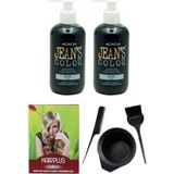 JEAN'S COLOR Saç Boyası Yeşil 250 ml 2AD, Saç Açıcı ve Fluweel Saç Boya Kabı Seti