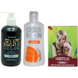 JEAN'S COLOR Saç Boyası Yeşil 250 ml ve Ossion Boya Temizleyici ve Hairplus Saç Açıcı