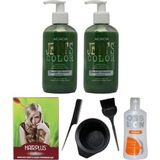 JEAN'S COLOR Saç Boyası Zümrüt Yeşili 250 ml 2AD, Saç Açıcı, Boya Temizleyici ve Fluweel Boya Seti