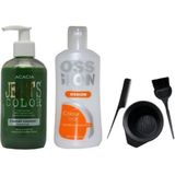 JEAN'S COLOR Saç Boyası Zümrüt Yeşili 250 ml ve Ossion Boya Temizleyici ve Fluweel Boya Seti