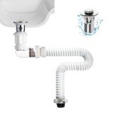 JEAPHA Banyo lavaboları için Esnek ve Genişletilebilir P-tuzak borusu ile 2'si 1 arada Banyo Lavabo Tahliye Kiti, 1-1/2 '' Tahliye Deliği Uzatma Hortumu Kuyruk Borusu için Açılır Tahliye Seti, Taşmaya