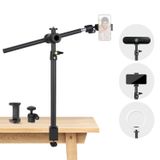 JEBUTU 360 ° Ayarlanabilir Tutma Kolu ile Tepegöz Kamera Montaj Masa Standı, Kamera Montajlı Bom Kol Standı, Sihirli Kollu Webcam Masa Montajı, Mikrofon Video Işığı Cep Telefonu için Telefon Montaj