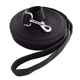 Jeckpat Long Dog Leash Serbest Aralığı 30 Ayak 1 İnç Geniş Naylon Eğitim Kurşun Evcil Hayvan Yavrusu Kulpları, Yards için 30 ft Kazık Orta ve Büyük Köpek (Siyah)