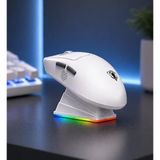 Jedel GWH-108P Manyetik Şarj İstasyonlu 6400Dpi Ultra Hafif Şarjlı Kablosuz Oyuncu Mouse Oyuncu Faresi Beyaz