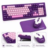 JeDEL WS737-2.4g Kablosuz Klavye Mouse Mousepad Seti | Mor Pembe Tasarım | Sessiz Tuşlu Ergonomik Wireless Klavye