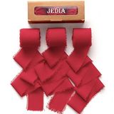 JEDIA Sevgililer Günü Kurdelesi, 3 Rulo Kırmızı Şifon Kurdele, Noel için 3,8 cm x 7Yd Hediye Şerit Seti, Düğün Dekoru, Düğün Davetiyeleri, Buket Sarma, Çiçek Buketi, Gelin Buketleri, Kendin Yap El