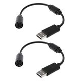 Jedihra Xbox 360 Kablolu Kumandalar için 2 Paket Yedek Dongle USB Ayrılma Kablosu, Xbox 360 için Uzatma Adaptörü Kablosu (2, 2'li Paket Siyah)