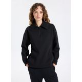 Jeep Bato Yaka Baskılı Sweatshirt, XS, 5003276463, Siyah, kadın