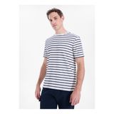JEEP Beyaz - Lacivert Erkek Relaxed Çizgili T-Shirt J6SM-TST7851