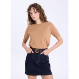 Jeep Bisiklet Yaka Basic Düz Örgü Desenli Camel Kazak Kadın J5WL-KZK7130 - XL