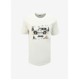 Jeep Bisiklet Yaka Baskılı Kırık Beyaz Erkek T-Shirt J4SM-TST7237 - 2XL
