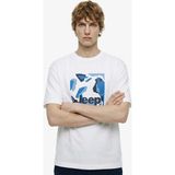 Jeep Bisiklet Yaka Baskılı Kırık Beyaz Erkek T-Shirt J6SM-TST7300