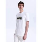 Jeep Bisiklet Yaka Baskılı Kırık Beyaz Erkek T-Shirt J6SM-TST7323 - 2XL
