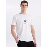 Jeep Bisiklet Yaka Baskılı Kırık Beyaz T-Shirt, 2XL, 5003328075, Kırık Beyaz, Erkek