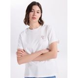 Jeep Bisiklet Yaka Baskılı Kırık Beyaz T-Shirt, M, 5003328840, Kırık Beyaz, Kadın