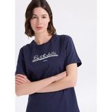 Jeep Bisiklet Yaka Baskılı Lacivert Kadın T-Shirt J6SL-TST7175 - M