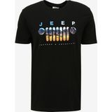 Jeep Bisiklet Yaka Baskılı Siyah Erkek T-Shirt J4SM-TST7257 - XL