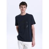 Jeep Bisiklet Yaka Baskılı Siyah Erkek T-Shirt J6SM-TST7311