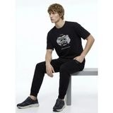 Jeep Bisiklet Yaka Baskılı Siyah Erkek T-Shirt J6SM-TST7317 - XL