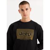 Jeep Bisiklet Yaka Baskılı Sweatshirt, S, 5003274610, Siyah, erkek