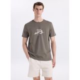 Jeep Bisiklet Yaka Baskılı T-Shirt J6Sm-Tst7339, M, 5003328082, Haki, Erkek