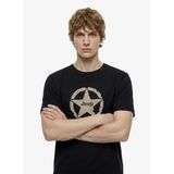 Jeep Bisiklet Yaka Baskılı T-Shirt, M, 5003223019, Siyah, Erkek
