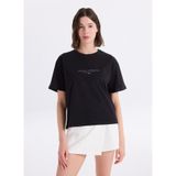 Jeep Bisiklet Yaka Baskılı T-Shirt, M, 5003328828, Siyah, Kadın
