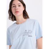 Jeep Bisiklet Yaka Baskılı T-Shirt, M, 5003328877, Mavi, Kadın