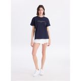 Jeep Bisiklet Yaka Baskılı T-Shirt, S, 5003328818, Lacivert, Kadın