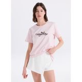 Jeep Bisiklet Yaka Baskılı T-Shirt, S, 5003328866, Pembe, Kadın