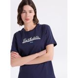 Jeep Bisiklet Yaka Baskılı T-Shirt, XL, 5003328836, Lacivert, Kadın