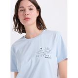 Jeep Bisiklet Yaka Baskılı T-Shirt, XS, 5003328877, Mavi, Kadın